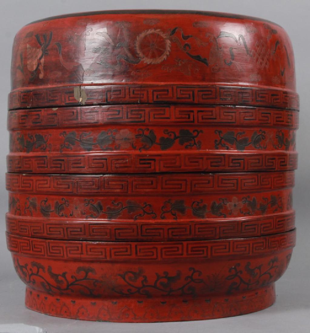 Early 20th C Chinese Lacquered Picnic Basket (1 of 3)