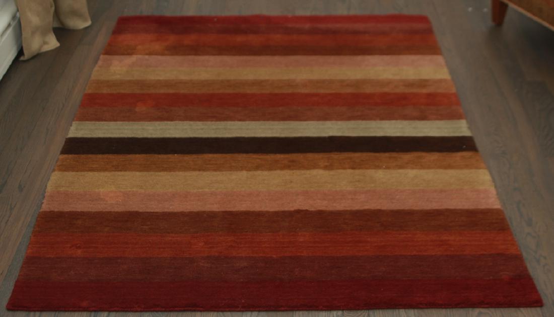 Crate / Barrel Merlot Striped Wool Area Carpet (1 of 2)