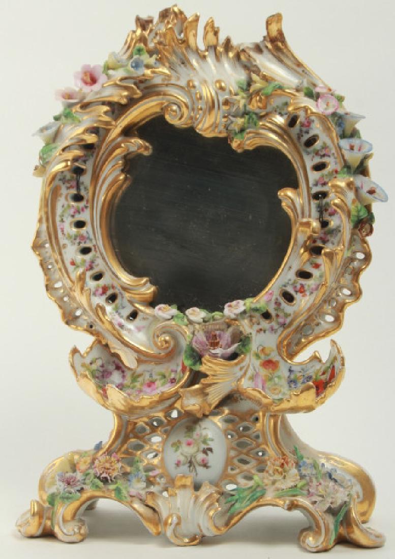 Antique Paris Porcelain Gilt Rococo Vanity Mirror (1 of 7)