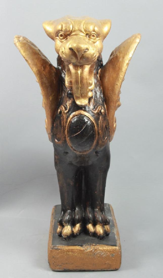 Hand Painted Gothic Cast Stone Statue of a Griffin (1 of 3)