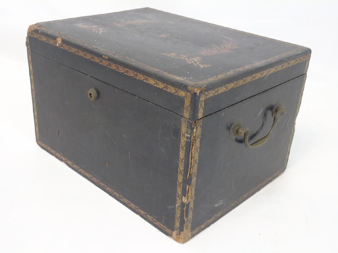 Antique Chinese Tea Caddy Chest Black Lacquer