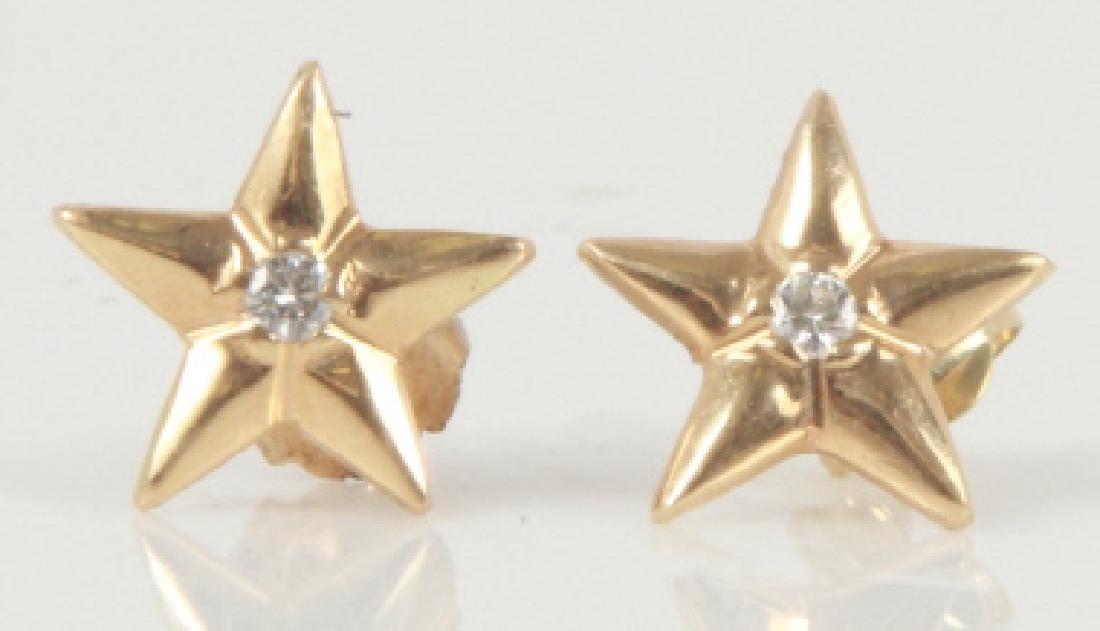 Pair of 14kt Yellow Gold & Diamond Star Earrings (1 of 3)