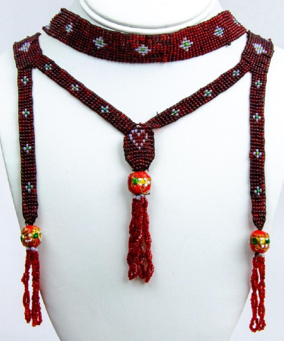 Antique Art Deco Micro Glass Bead Necklace Sautoir (1 of 4)