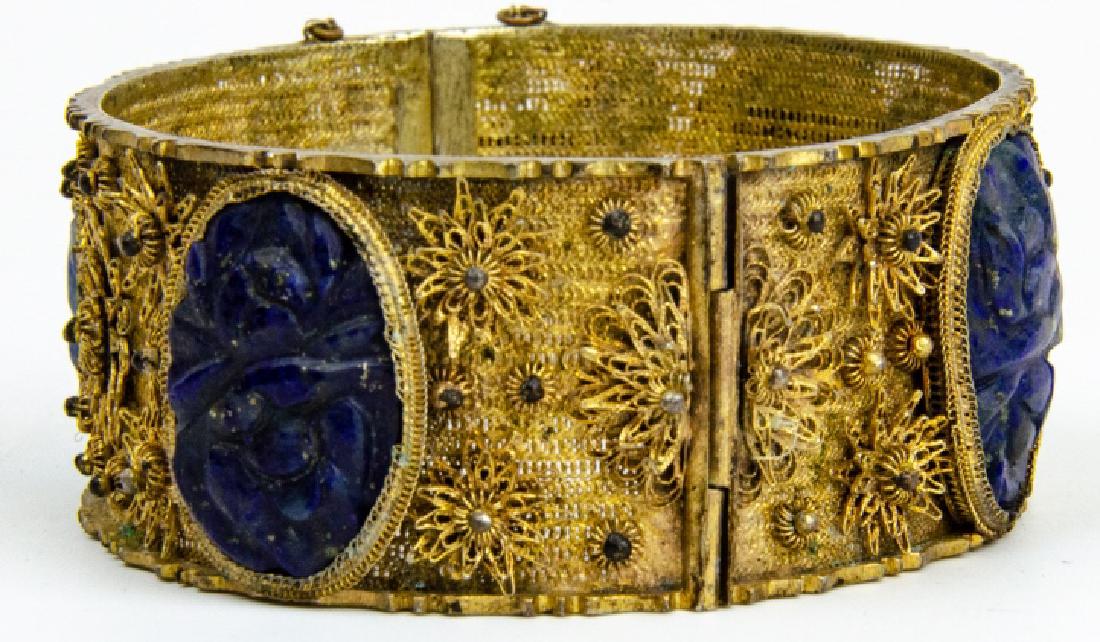 Antique Chinese Silver & Lapis Lazuli Bracelet (1 of 6)