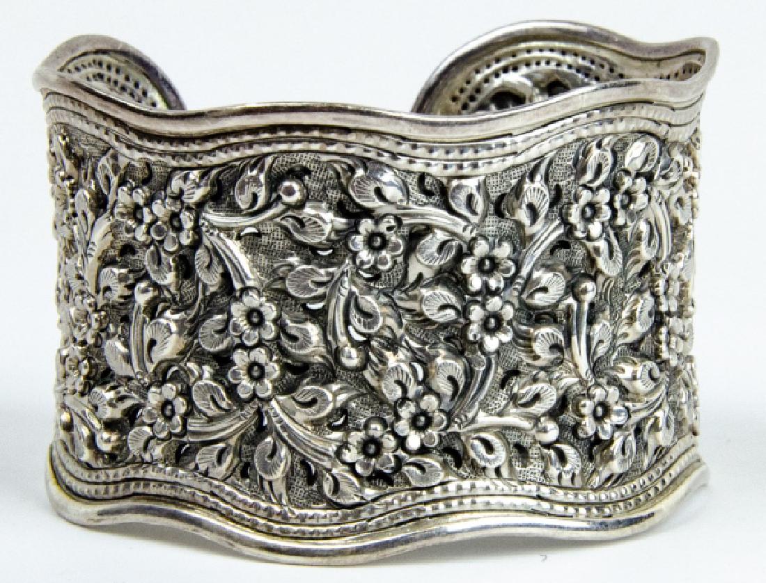 Vintage Repousse Sterling Silver Cuff Bracelet (1 of 6)