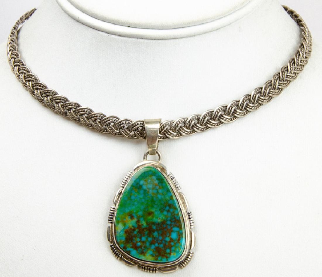 Native American Sterling Silver & Stone Necklace (1 of 5)