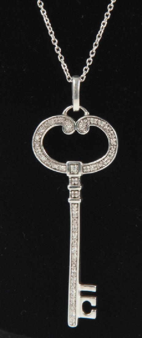 Sterling Silver & Diamond Skeleton Key Necklace (1 of 6)