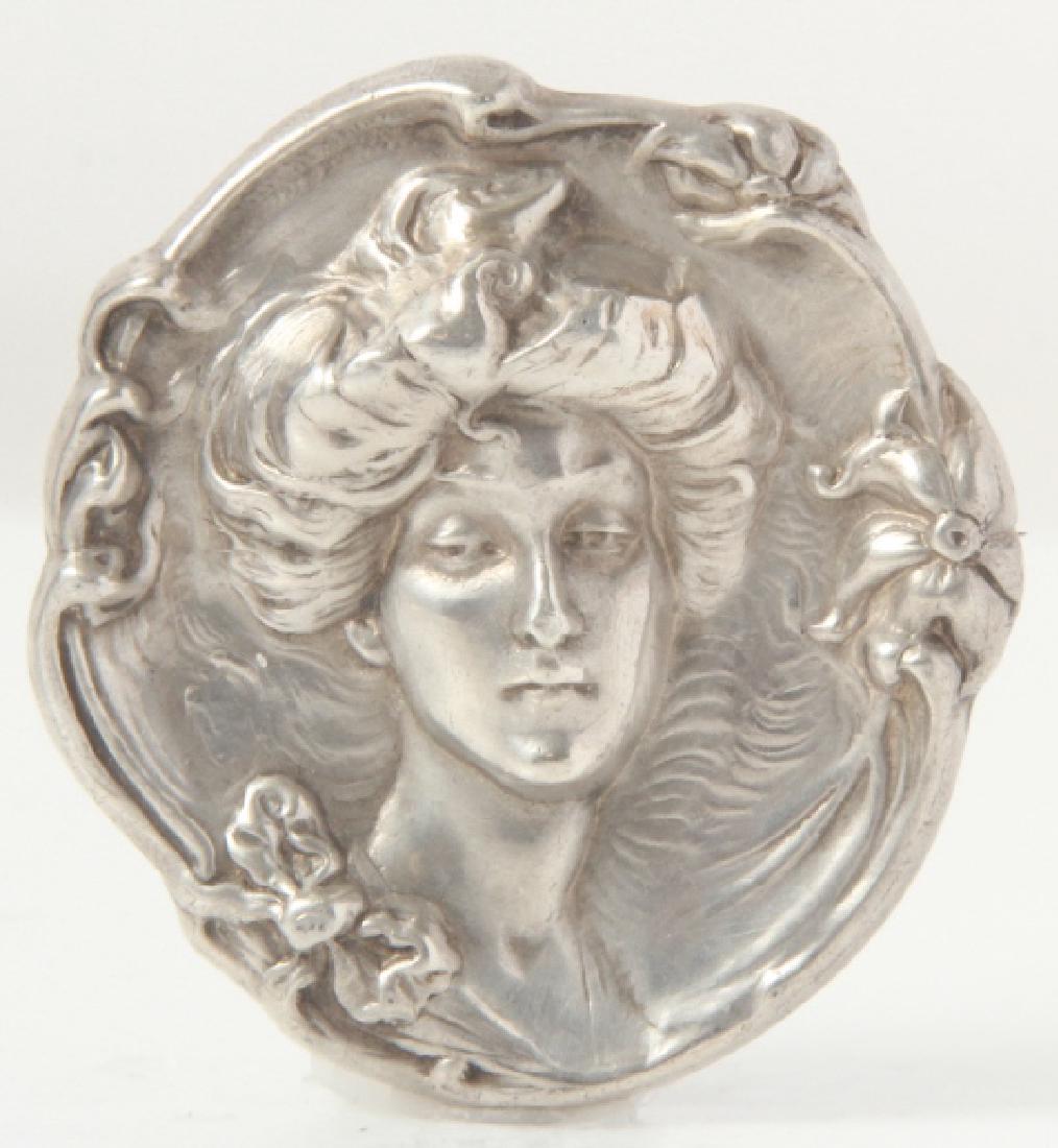 Estate Sterling Silver Gibson Girl Art Nouveau Pin: Estate Sterling Silver Gibson Girl Art Nouveau Pin / Brooch. Measures 1.5 inches in length.