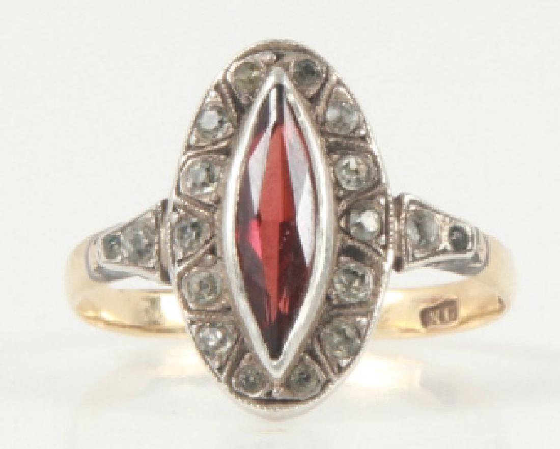 Antique English 18kt Gold & Diamond Garnet Ring (1 of 7)