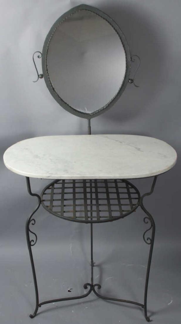 Marble Top Arts + Crafts Wrought Iron Vanity (1 of 7)