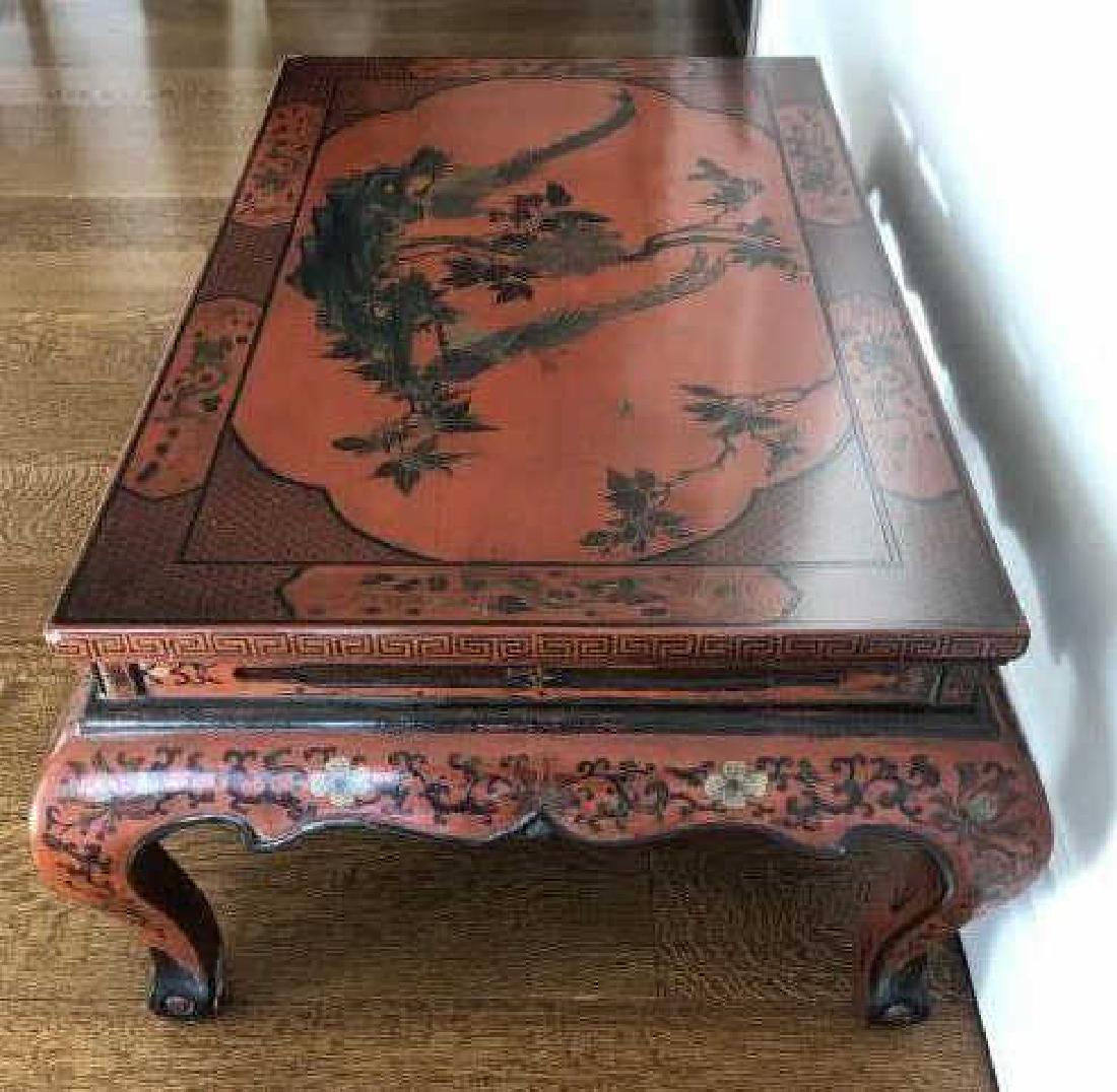 Asian Chinoisserie Red Lacquer Coffee Table (1 of 5)