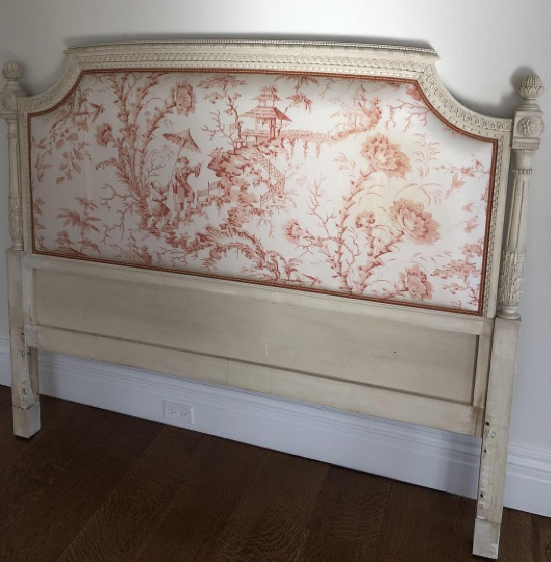 French Louis XVI Toile Carved Headboard