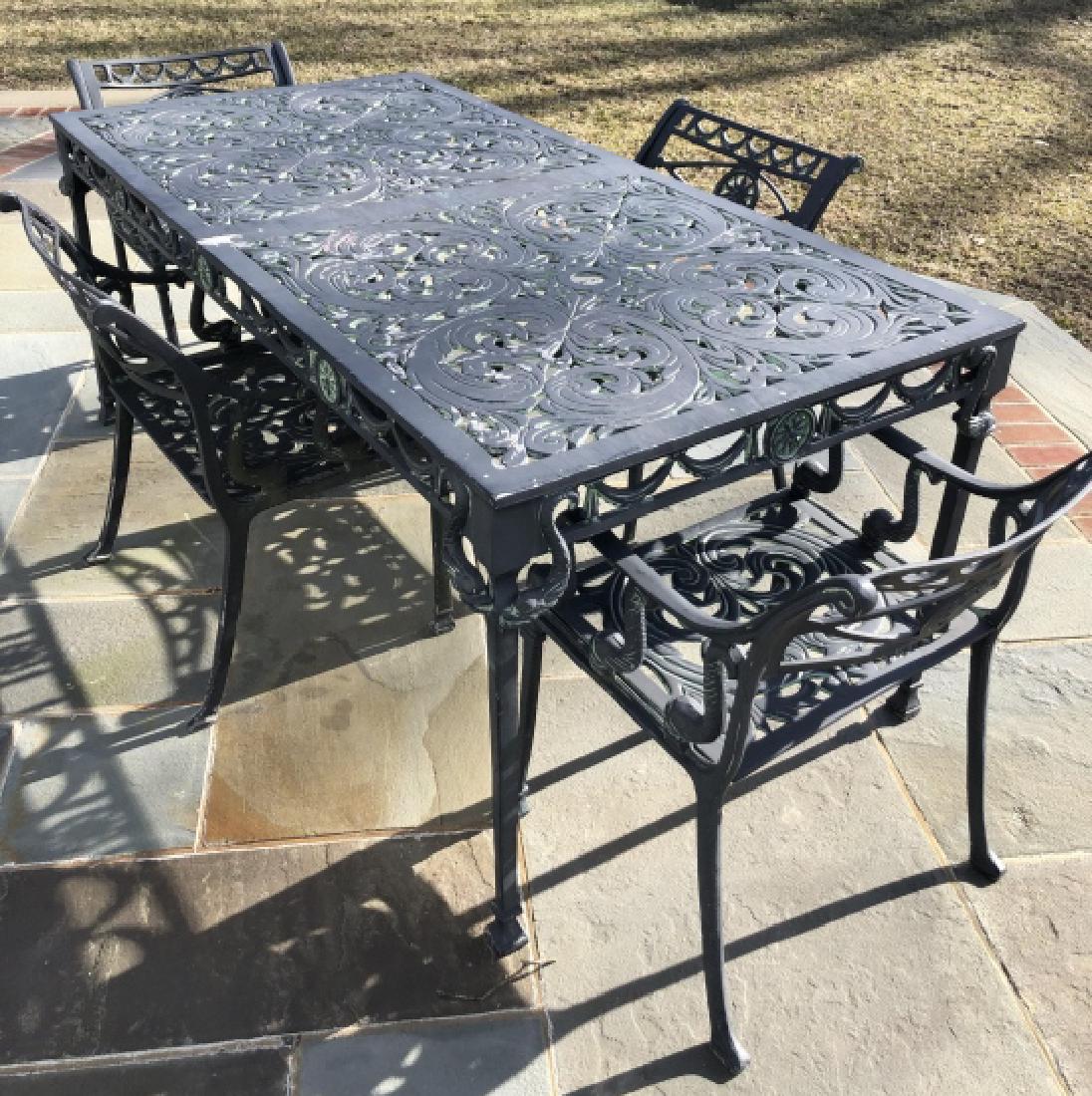 Vintage Cast  Aluminum Outdoor Table, 4 Chairs (1 of 7)