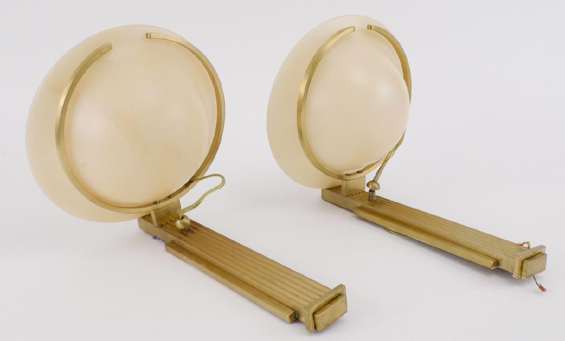 Pair Neo Classical Style Alabaster + Brass Sconces (1 of 5)