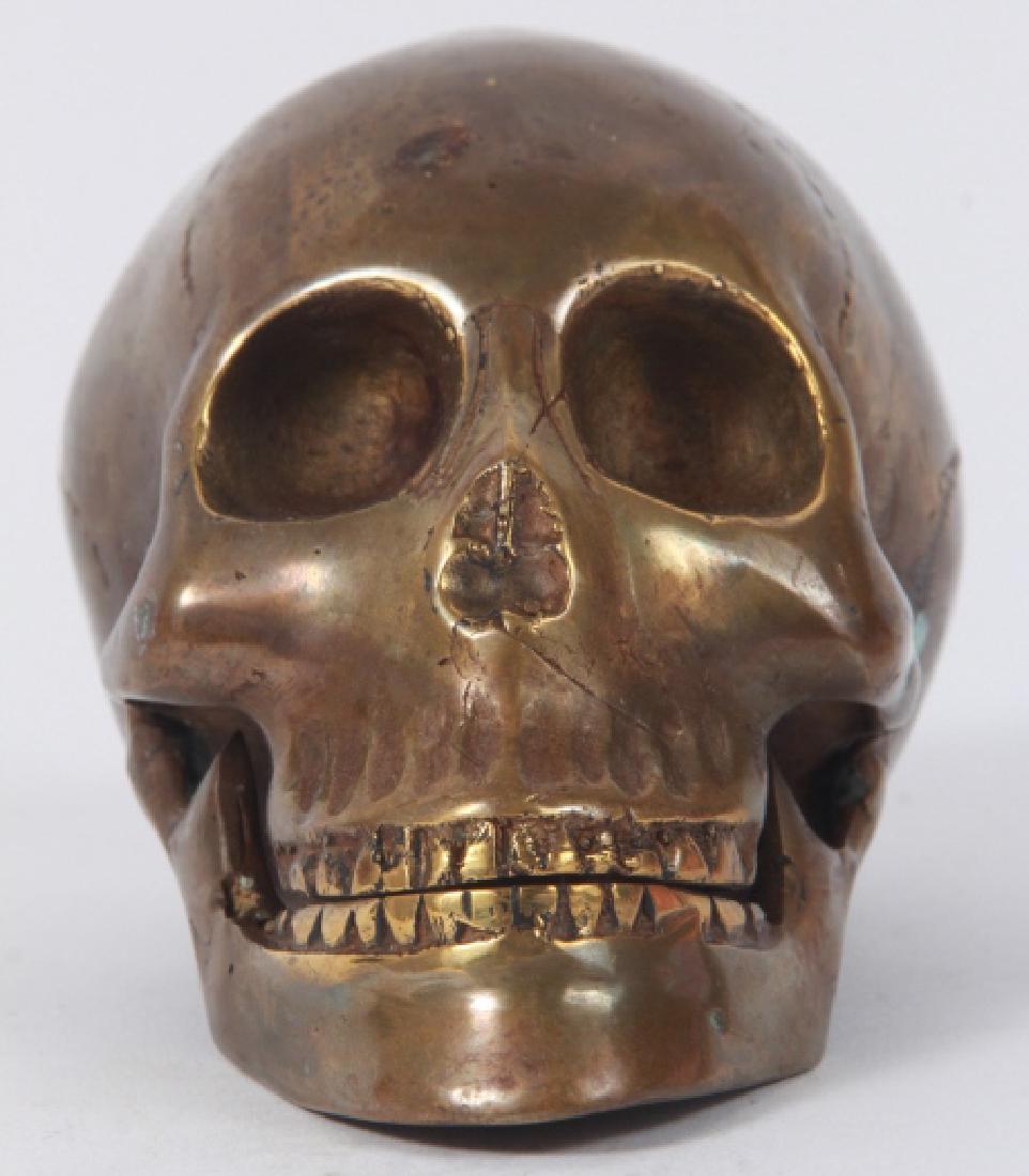 Large Bronze Memento Mori Mourning Statue of Skull (1 of 4)
