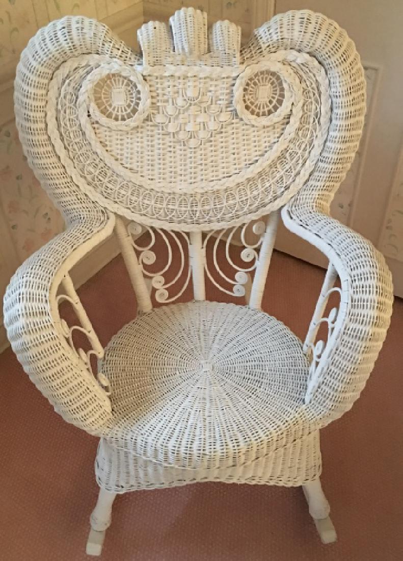 Victorian Style White Wicker Rocking Chair