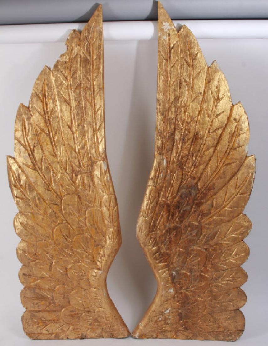Pair Hand Carved Gilt & Gesso Angel Wings (1 of 5)