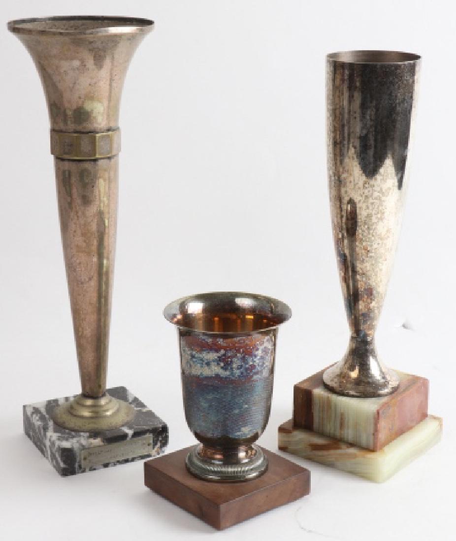 3 French Art Deco Silver Plate & Marble Trophies (1 of 10)
