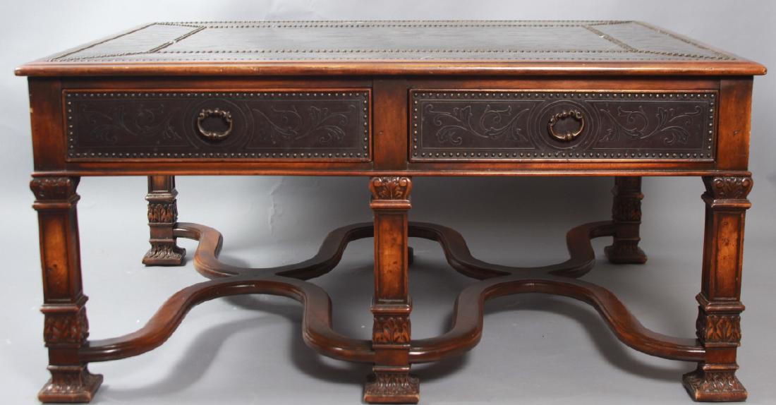 Jacobean Embossed Leather, Copper Top Coffee Table (1 of 10)