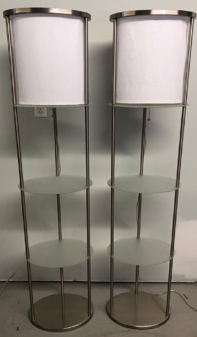 Pair Mid Century Style Cloth Shade Shelf Lamps (1 of 4)