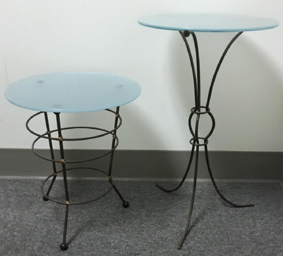 2 Contemporary Metal Base Glass Top End Tables (1 of 6)