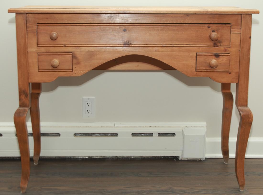 Pine French Provincial Console w Cabriolet Legs (1 of 4)