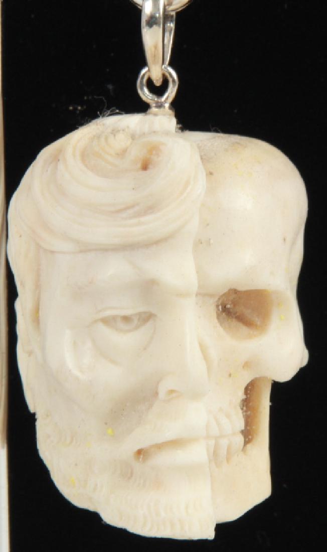 Hand Carved Horn Life & Death Memento Mori Pendant (1 of 4)