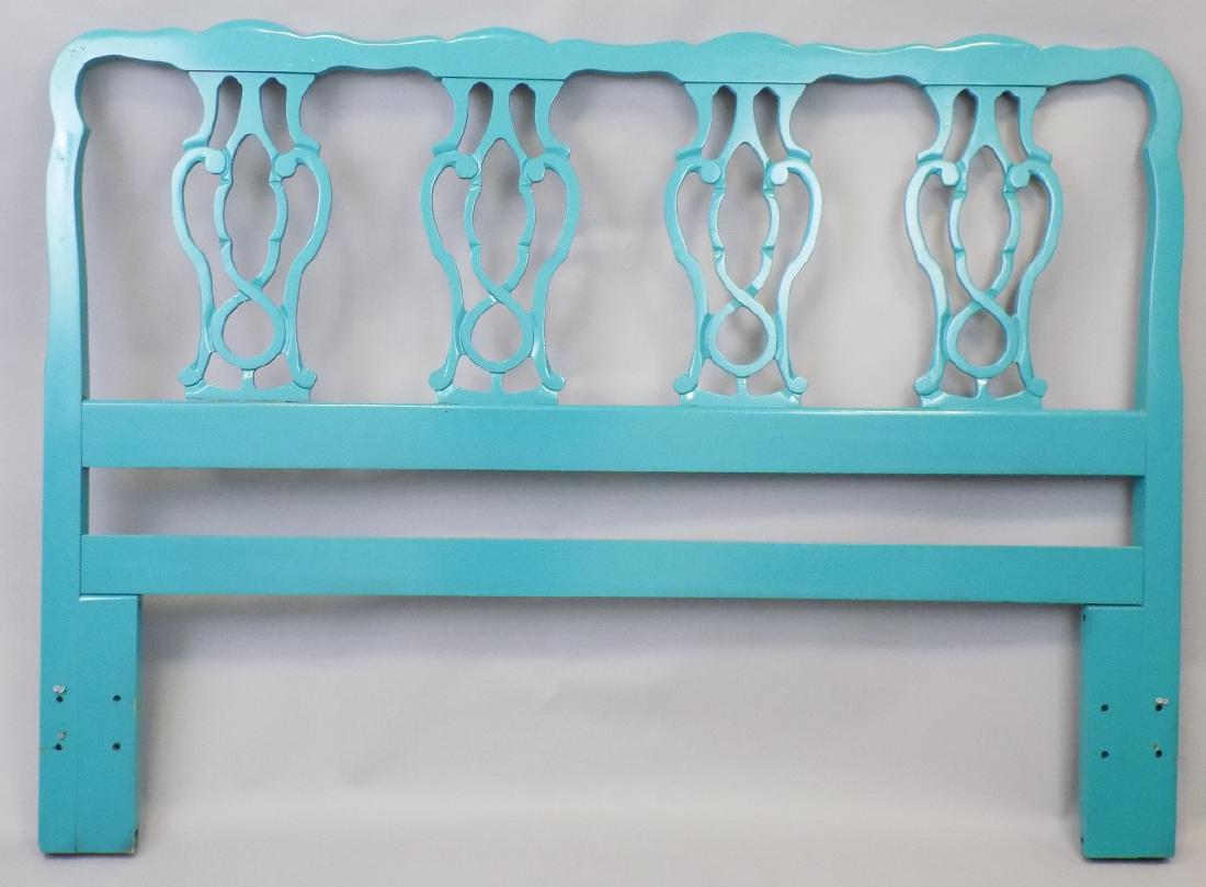 Contemporary Lacquer Turquoise Blue Headboard: Contemporary Lacquer Turquoise Blue Headboard. 44 inches x 40 inches x 1.5 inches.