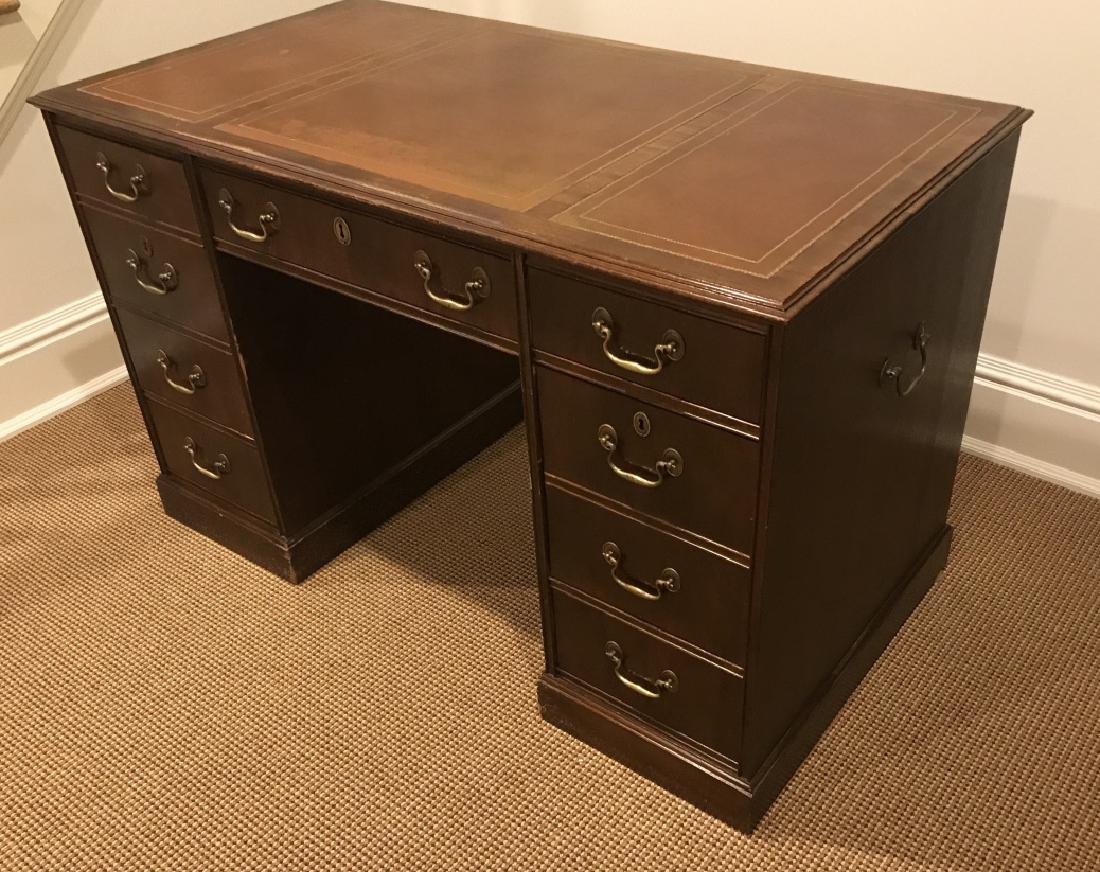 English Georgian Style Embossed Leather Top Desk (1 of 5)