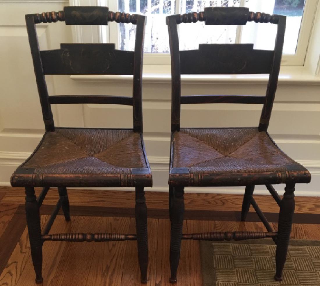 Pair of Hitchcock Style Side Chairs W Rush Seats (1 of 6)