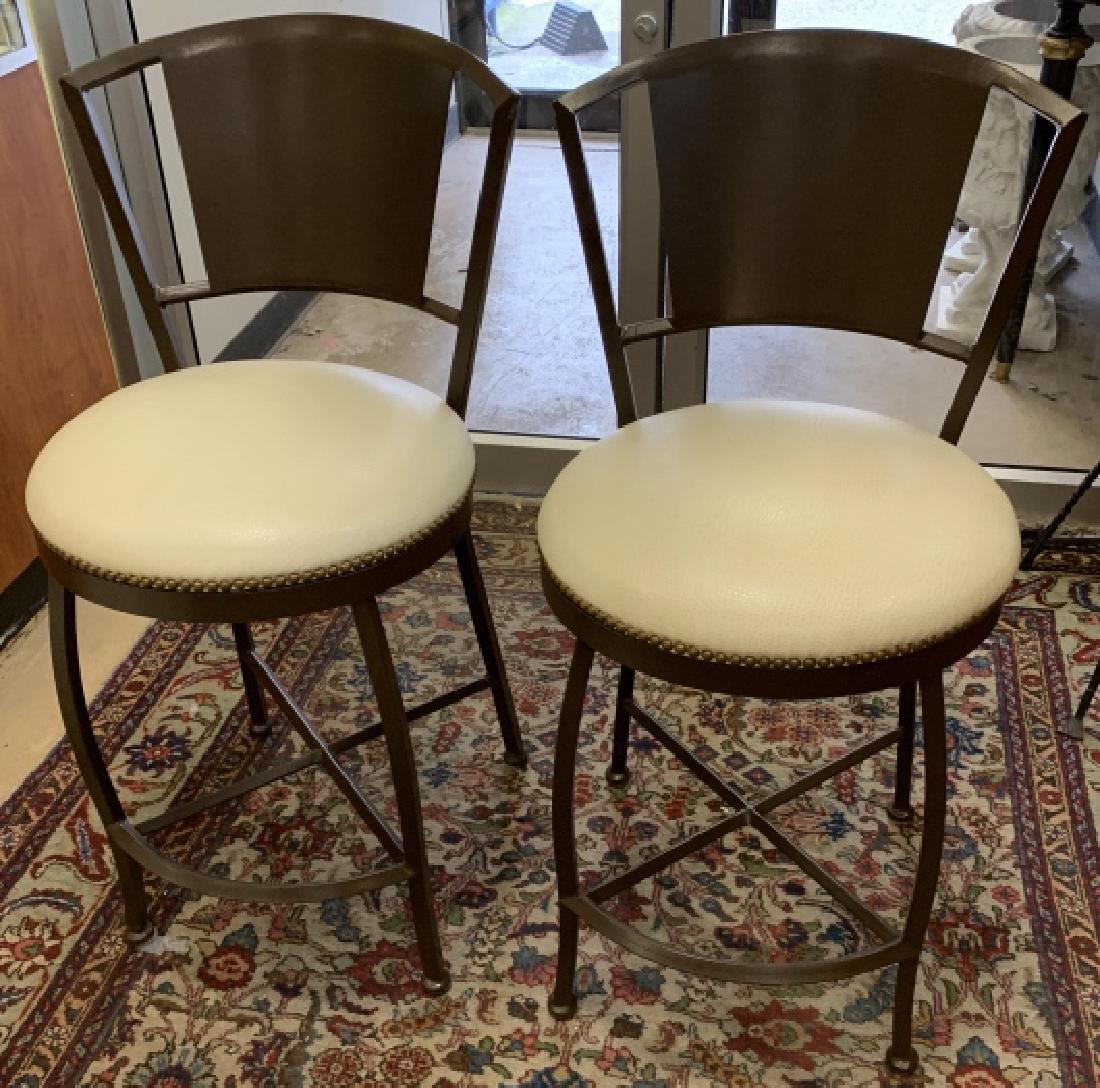 Pair Contemporary Style Bar Stools W Leather Seats (1 of 6)