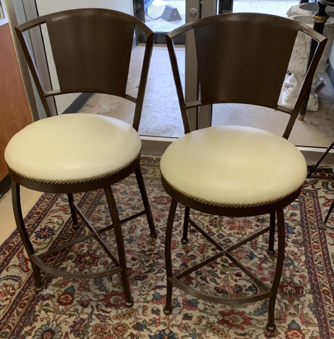 Pair Contemporary Style Bar Stools W Leather Seats (1 of 6)
