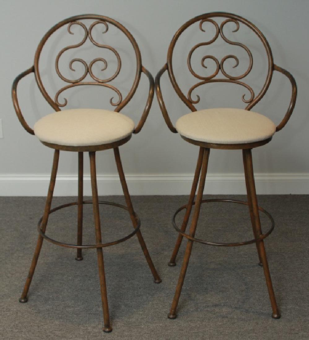 Pair Contemporary  Wrought Iron Custom Bar Stools (1 of 3)