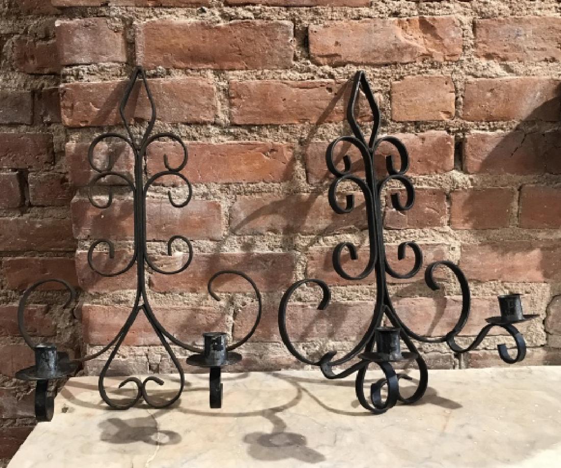 Pair of Wrought Iron Wall Mount Candle Sconces (1 of 3)