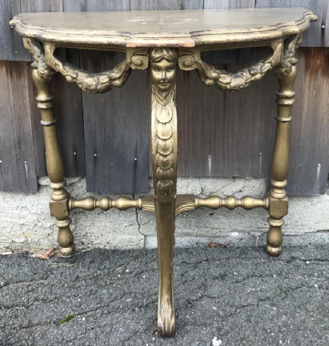 Antique Gold Tone Figural Carved Console Table (1 of 4)