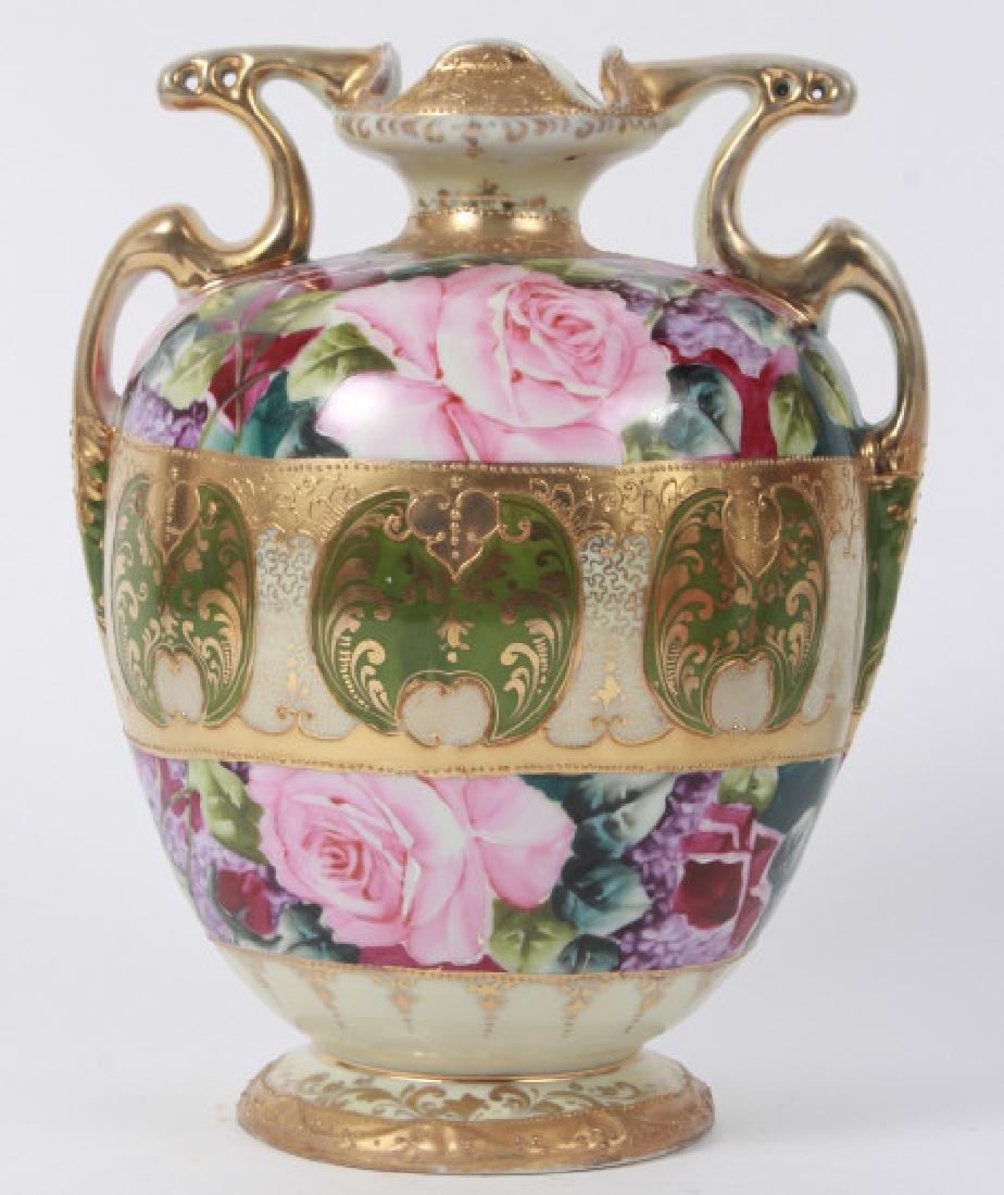 Hand Painted & Gilt Porcelain Amphora Form Vase (1 of 9)