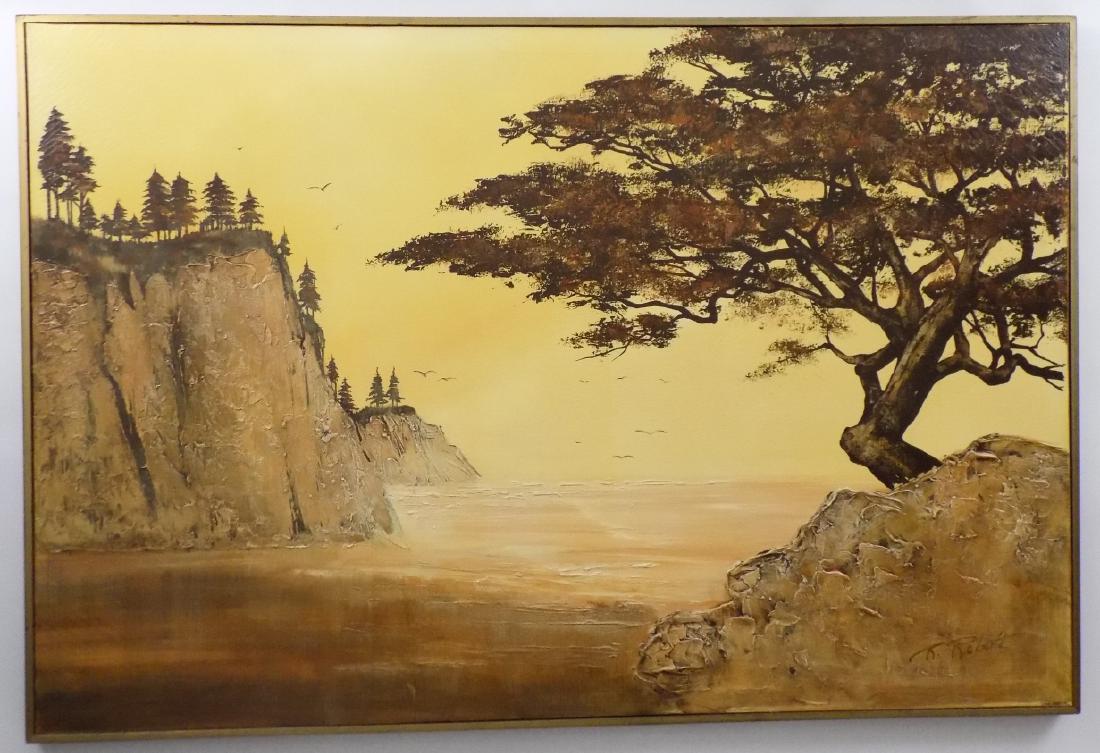 T. Roberts Signed Oil Painting Coastal Landscape (1 of 8)