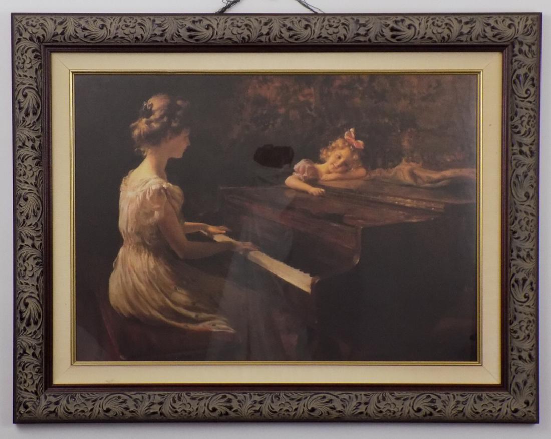 Framed Print of Woman Playing Piano W Child (1 of 5)
