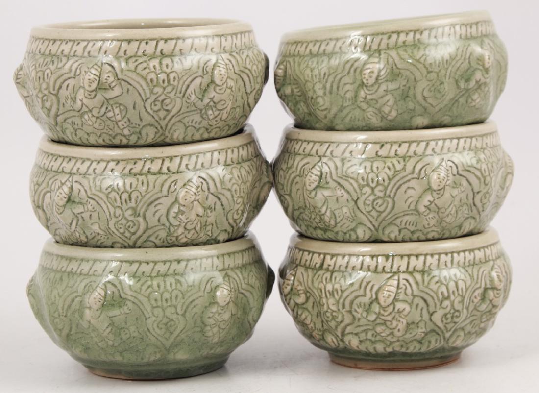 Set of 6 Thai Celadon Crackleware Bowls (1 of 5)