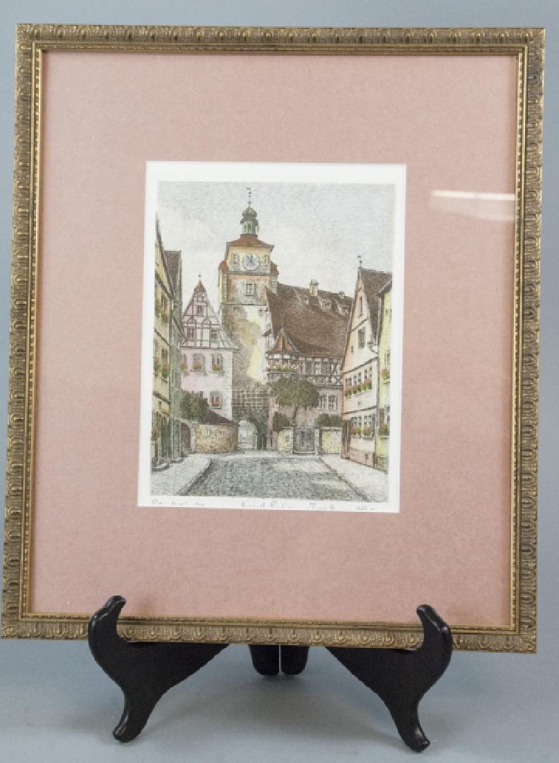 Signed Italian Villa Street Scene Engraving Framed (1 of 6)