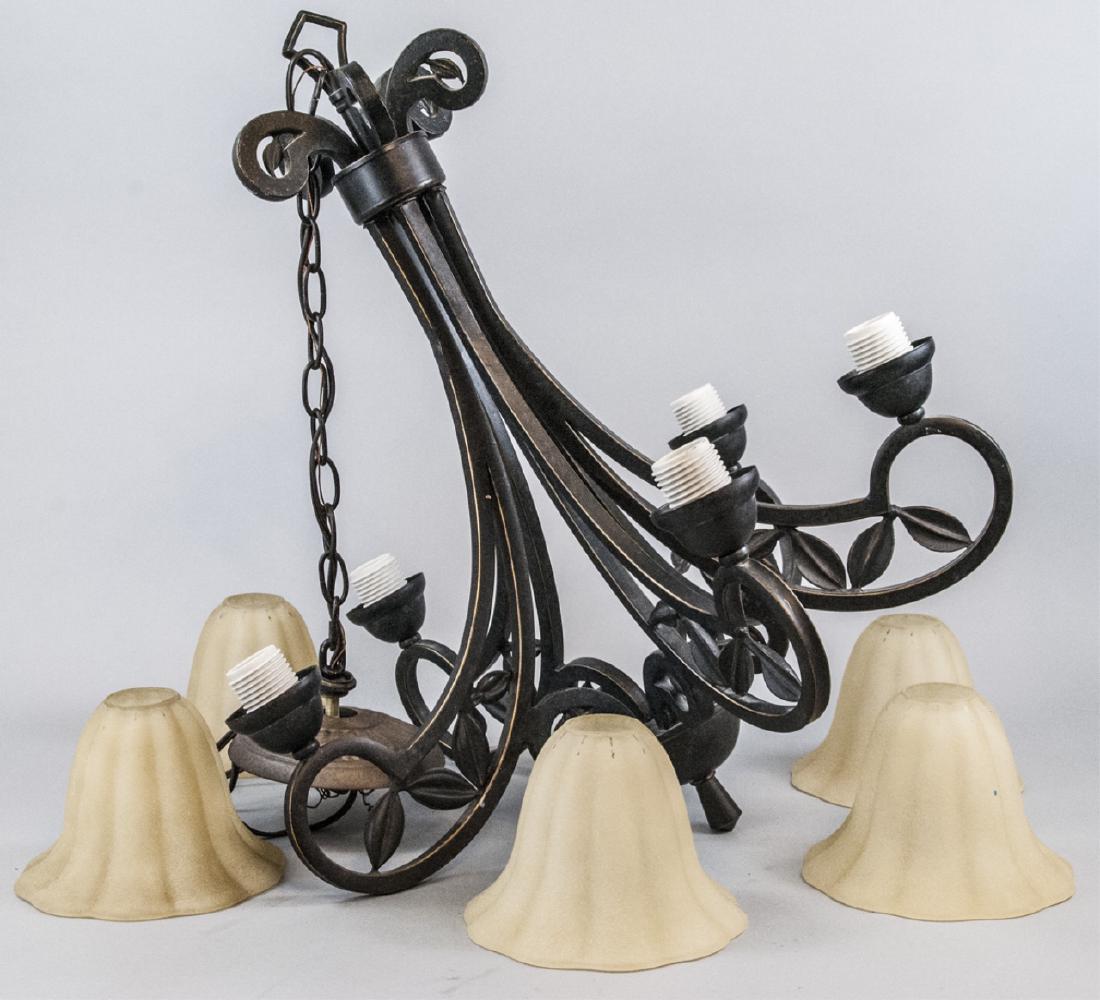 Arts & Crafts Style Wrought Iron 5 Arm Chandelier (1 of 7)