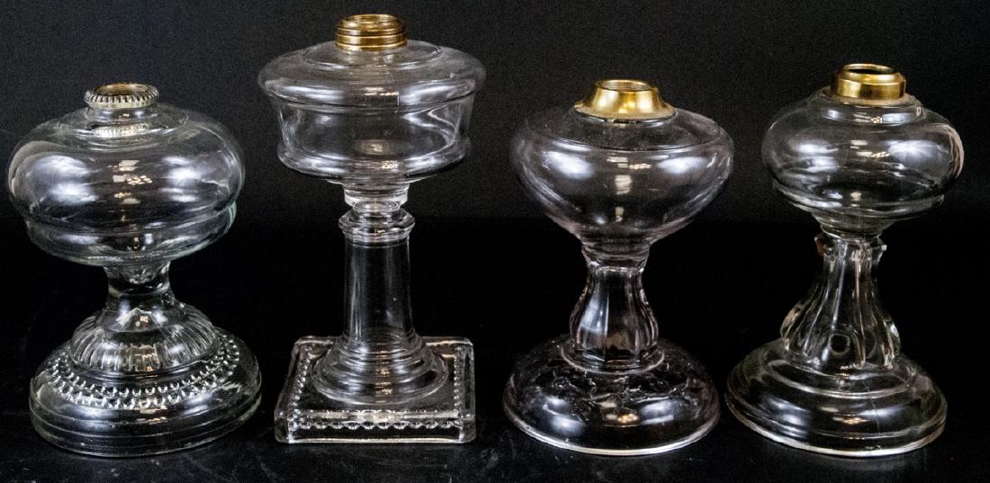 4 Large Vintage Molded Glass Oil Lamp Bases (1 of 5)