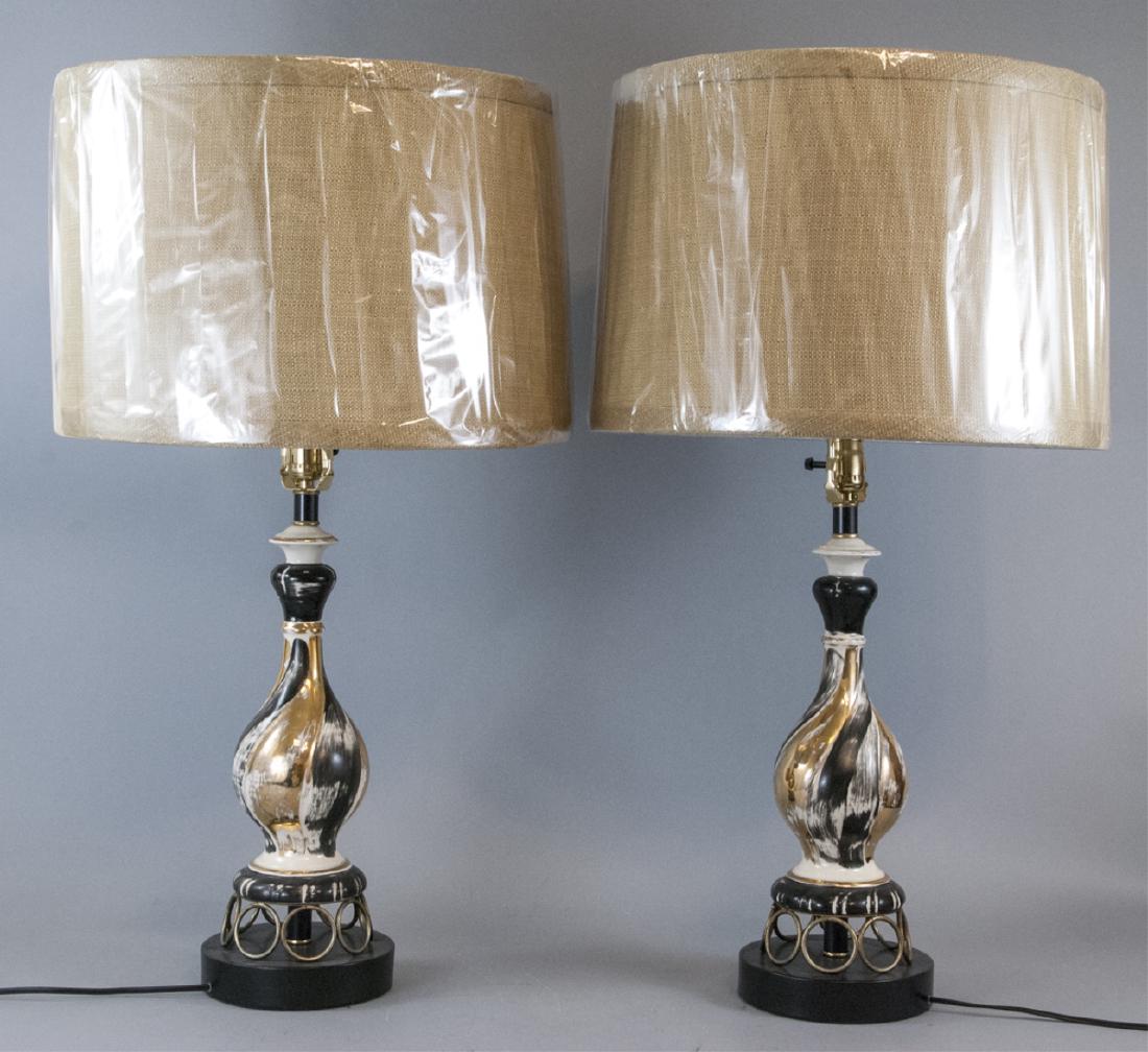 Contemporary Modern Vase Form Table Lamps W Shades (1 of 7)