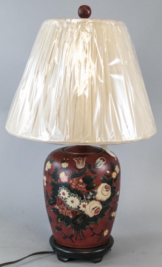 Table Lamp W Hand Painted Motif Two Vintage Ginger Jar Table Lamps
