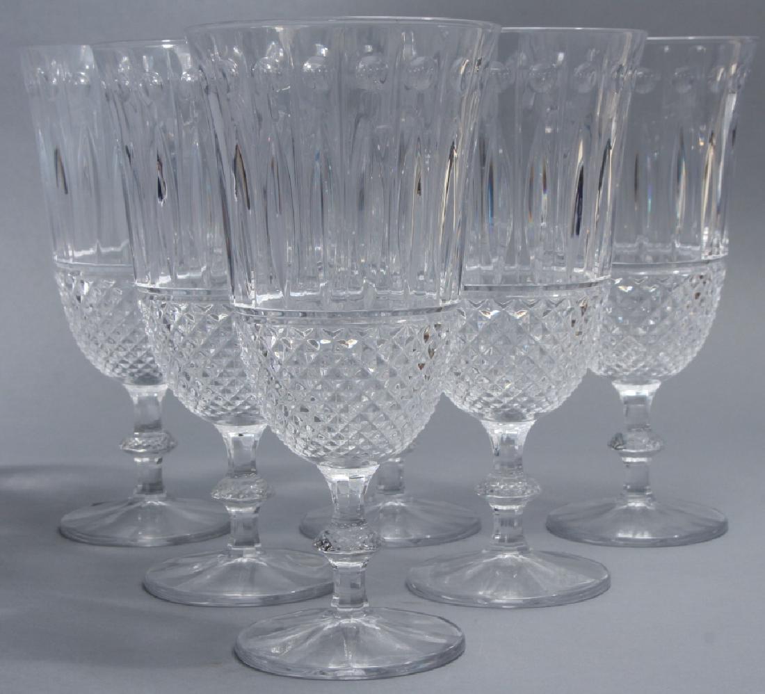 6 Czech Crystal Irish Design Wine Goblets: 6 Czech Crystal Irish Design Wine Goblets. This lot features a set of six Czech crystal wine goblets, each having an Irish inspired design. All glasses are marked "Shannon" on the bottom. 7.5 inches x