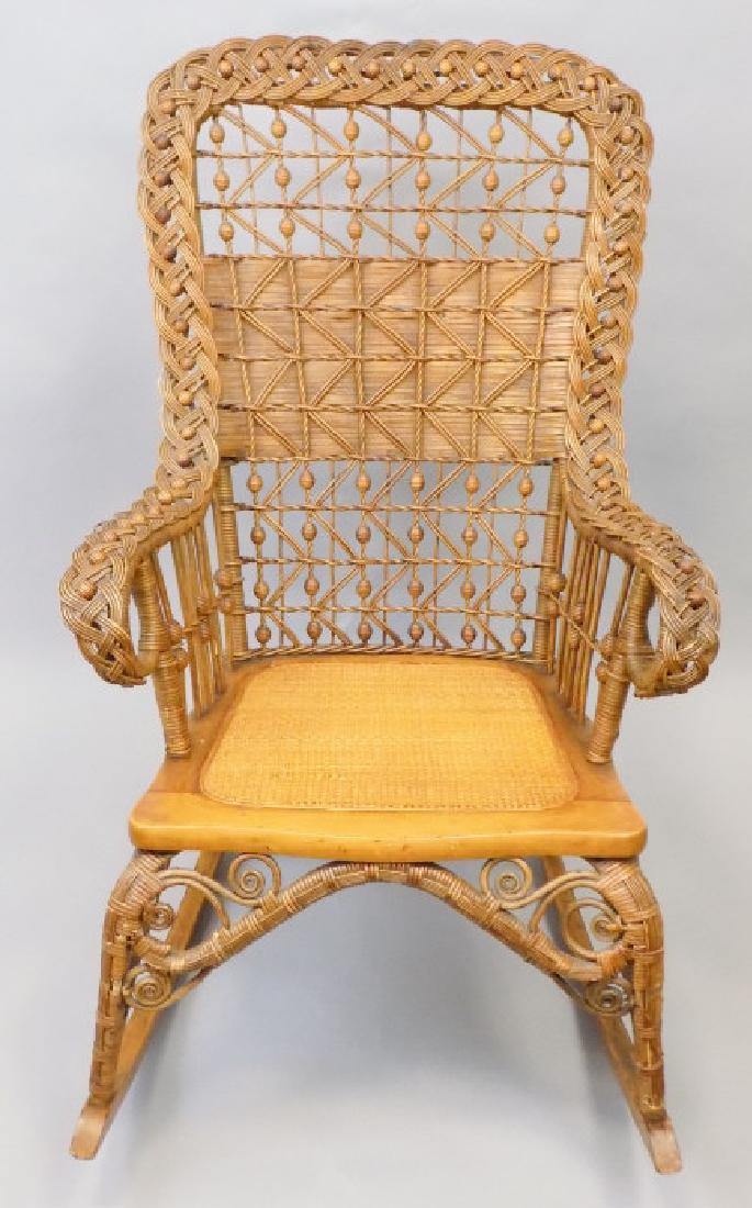 Victorian Wicker & Cane Seat Rocking Chair (1 of 8)