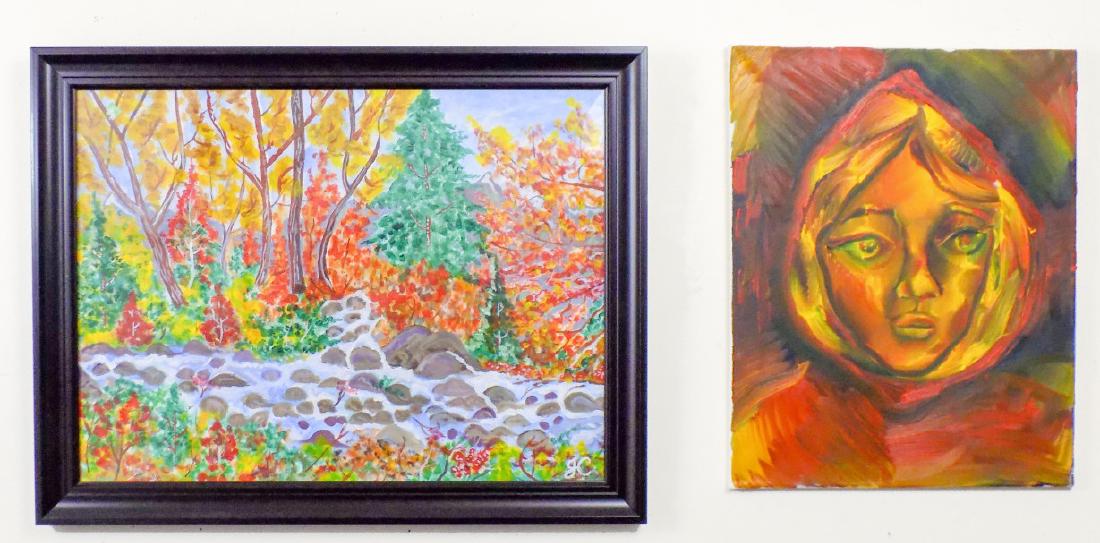 2 Outsider Art Oil on Canvas Paintings (1 of 5)