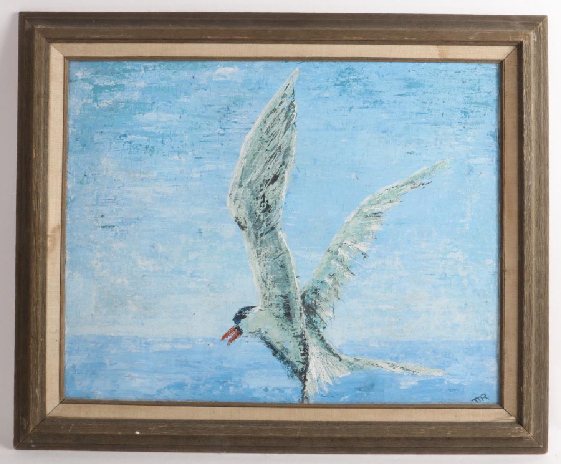 Mid Century Oil Painting of Seagull Signed (1 of 5)