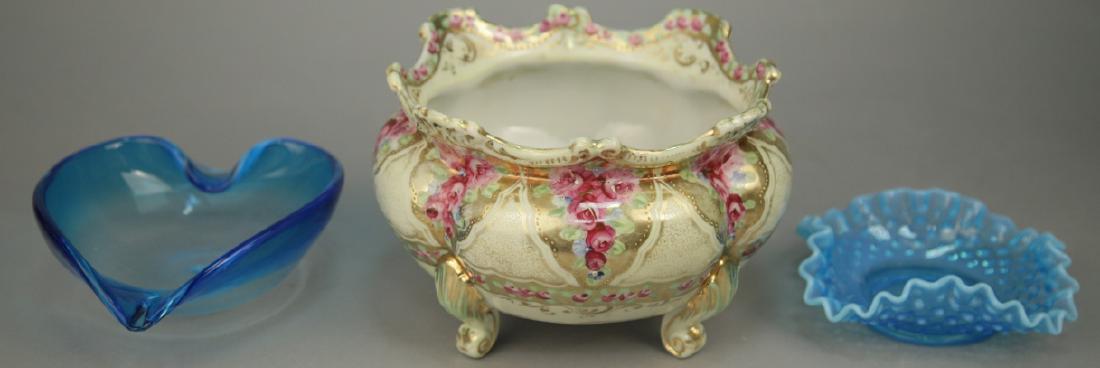 Gilt Porcelain Compote & 2 Art Glass Dishes (1 of 10)