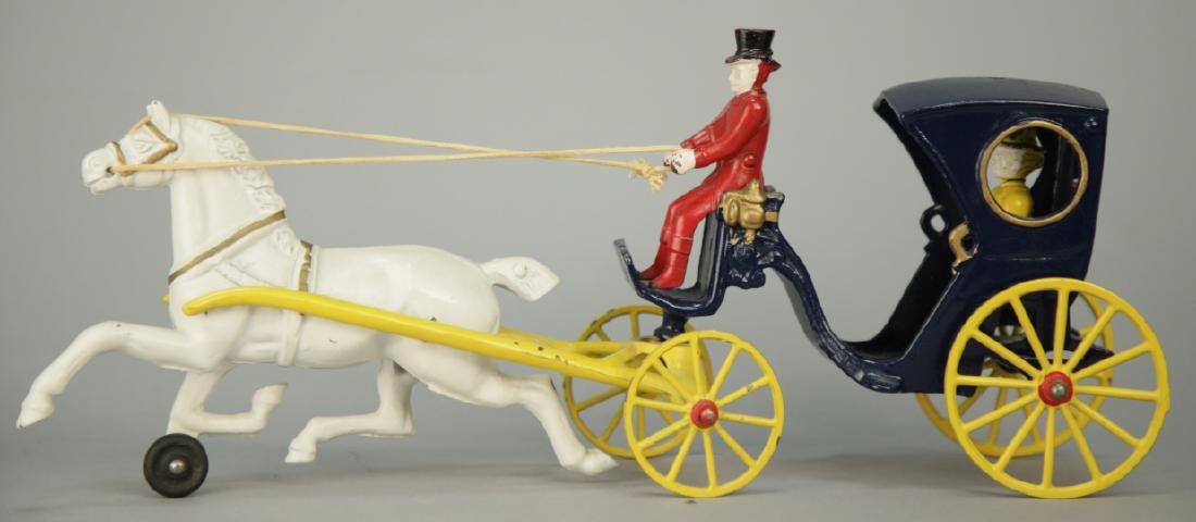 Antique Painted Cast Iron Carriage Driver Pull Toy (1 of 8)